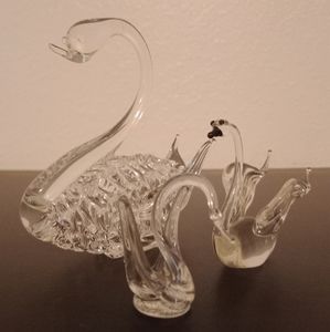 Lampworked Glass Swan Figurines